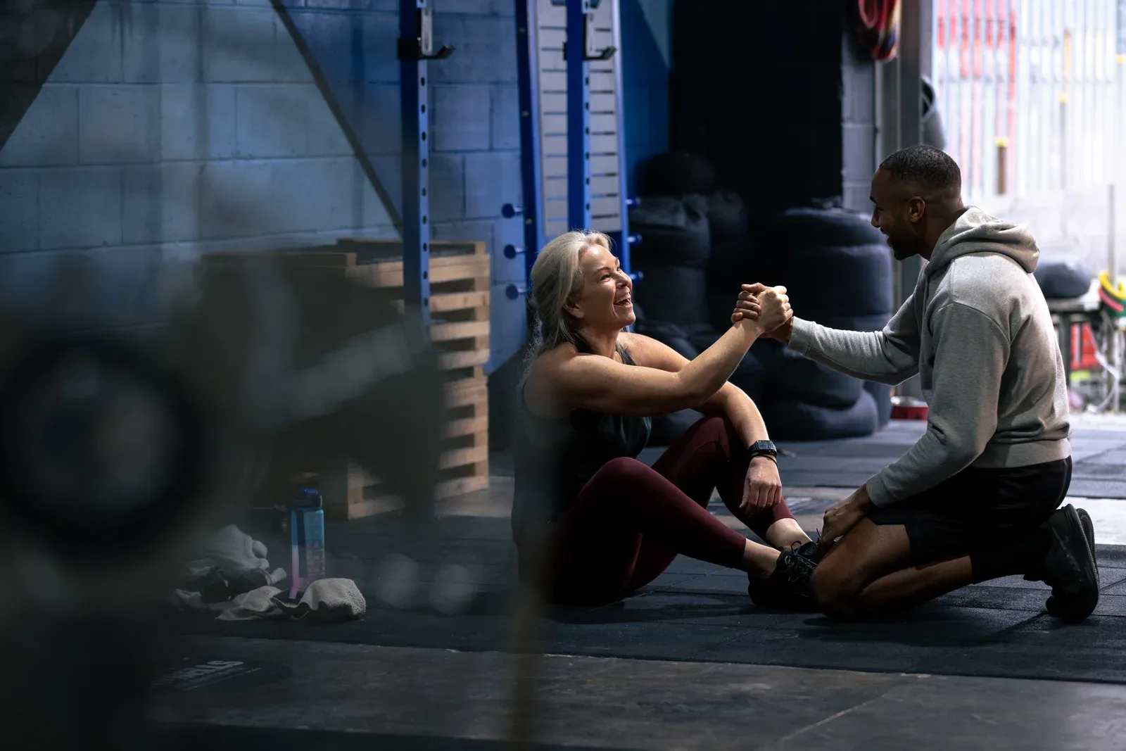 Client and trainer working through a focused one on one training session