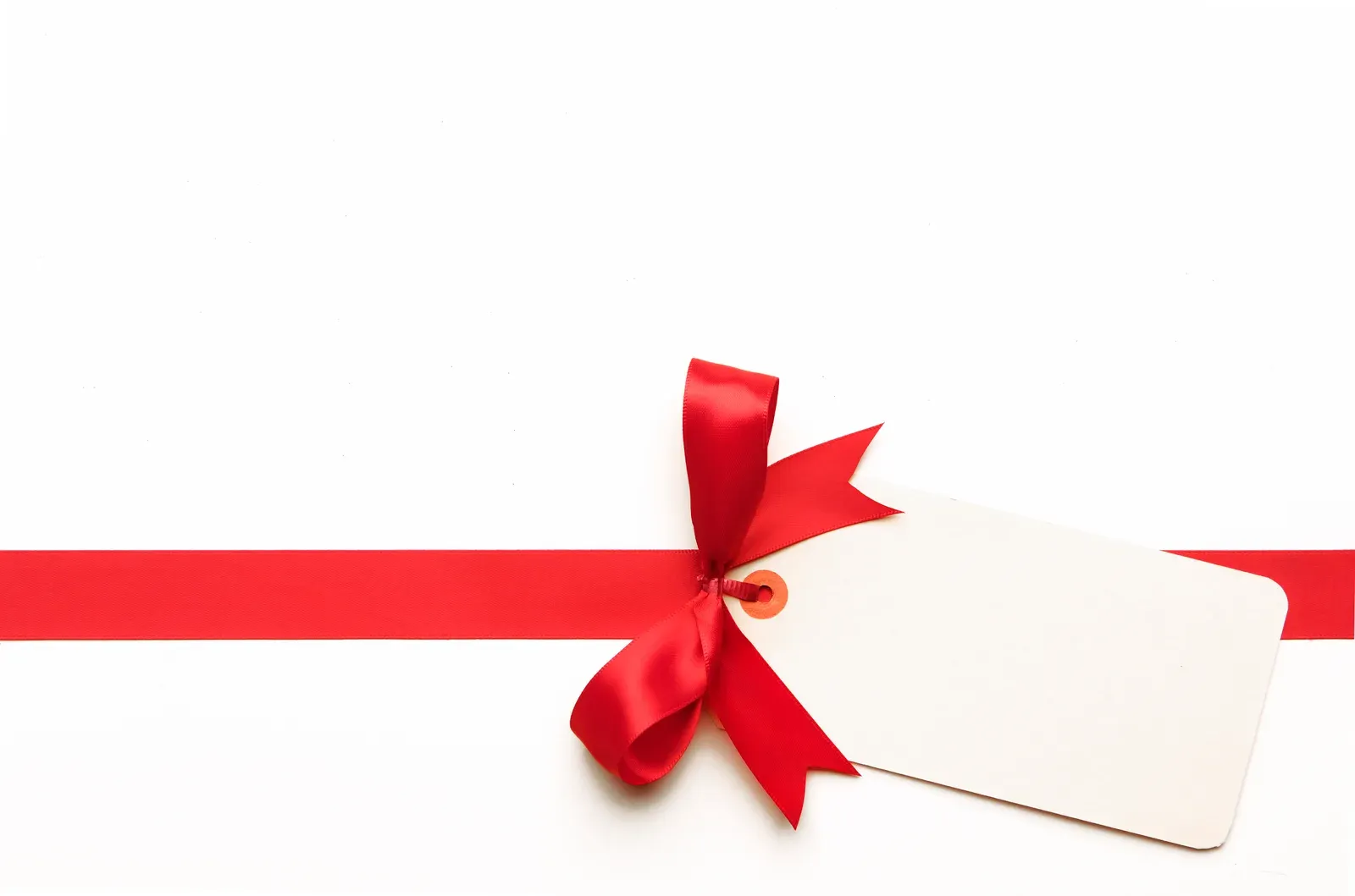 Red gift bow with a blank tag, ready to label with training sessions
