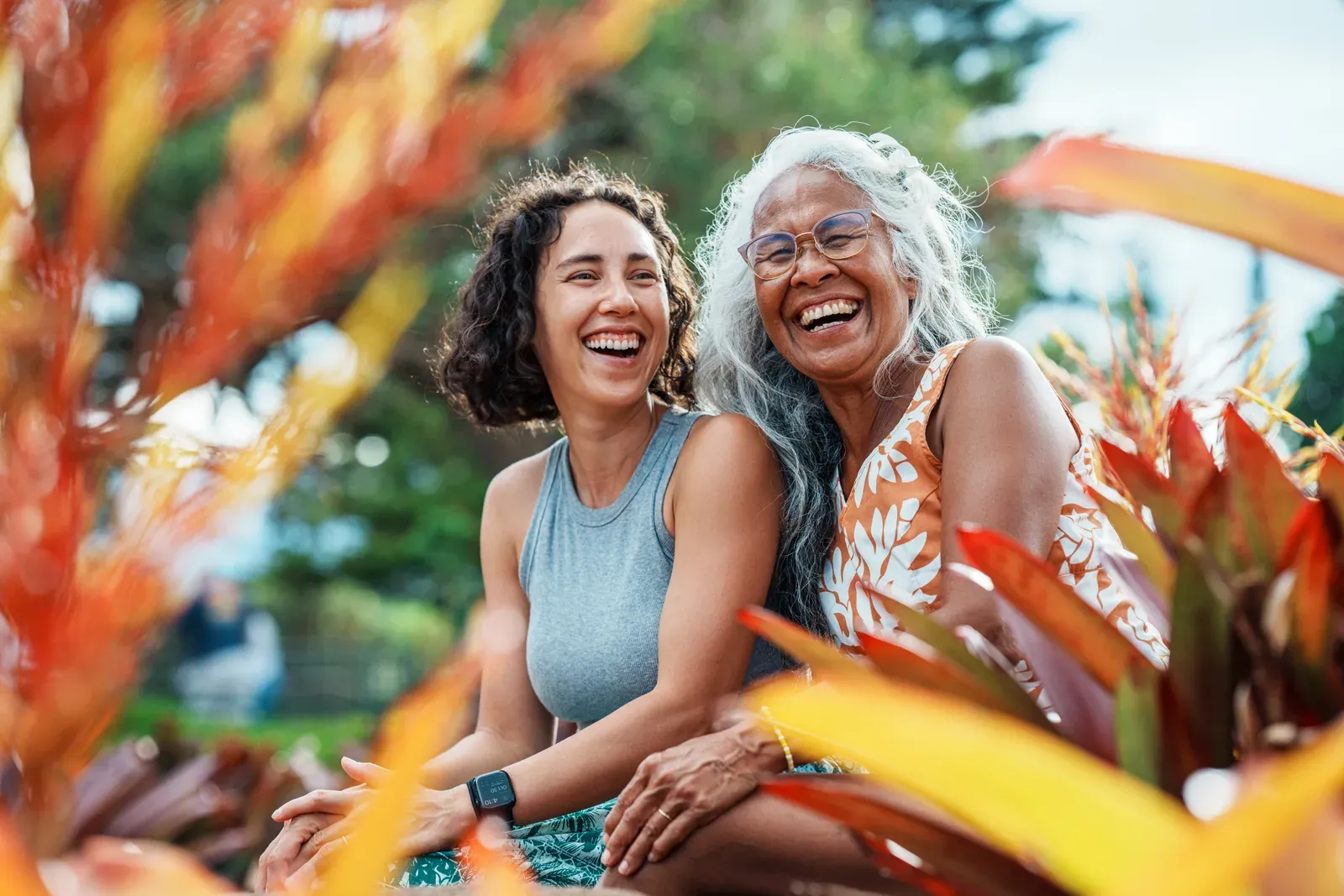 Mother and adult daughter enjoying time outdoors together
