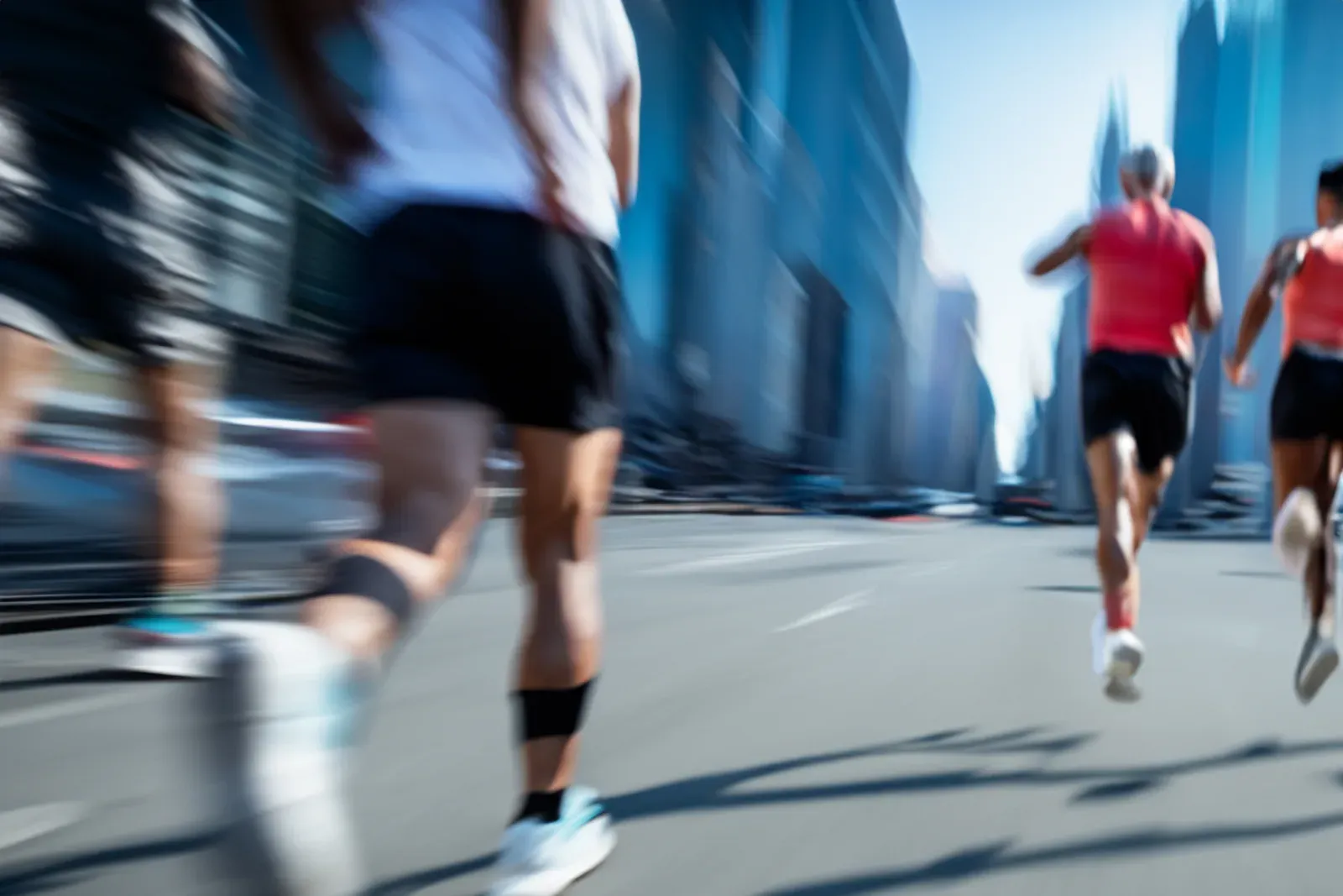 Half marathon runners filling a city street on race morning