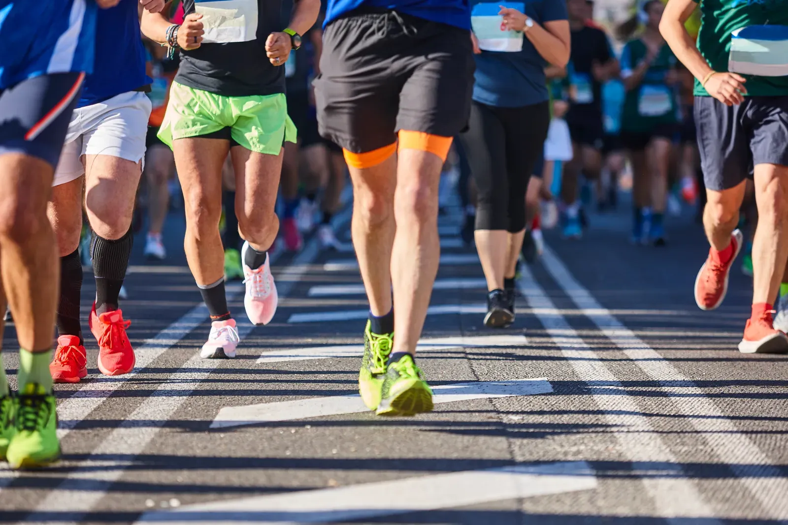 Runners on the street in a marathon, athletics that rarely bring weight loss on their own