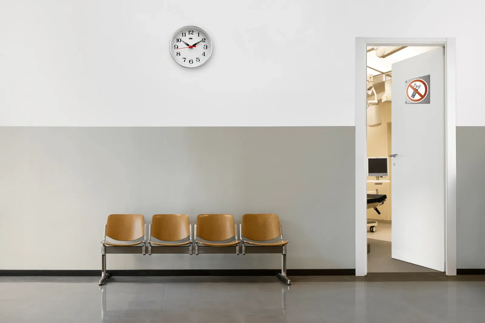 Empty waiting room, a reminder of the cost when a client does not show up for a session