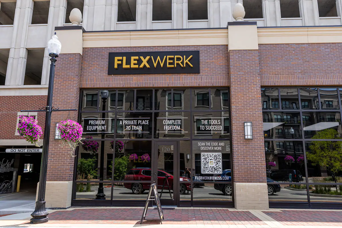 Home base for FlexWerk personal training, the storefront at Carmel City Center