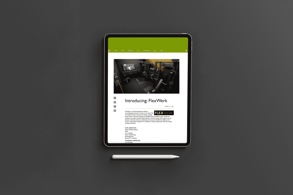 Feature of FlexWerk in Carmel City Center Journal.